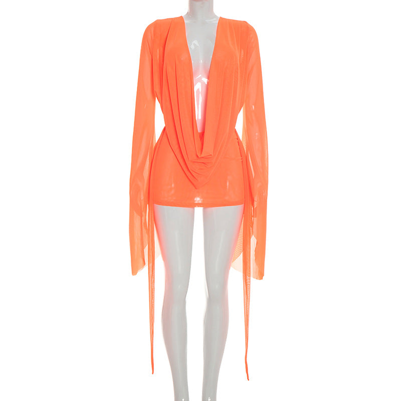 Joskaa Mesh Backless Flare Mini Dress - mini dress image 13