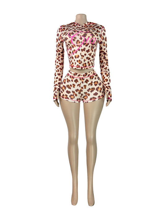 Joskaa Polka Dot Long Sleeve Crop Bodycon Two Piece Set - two piece set image 2