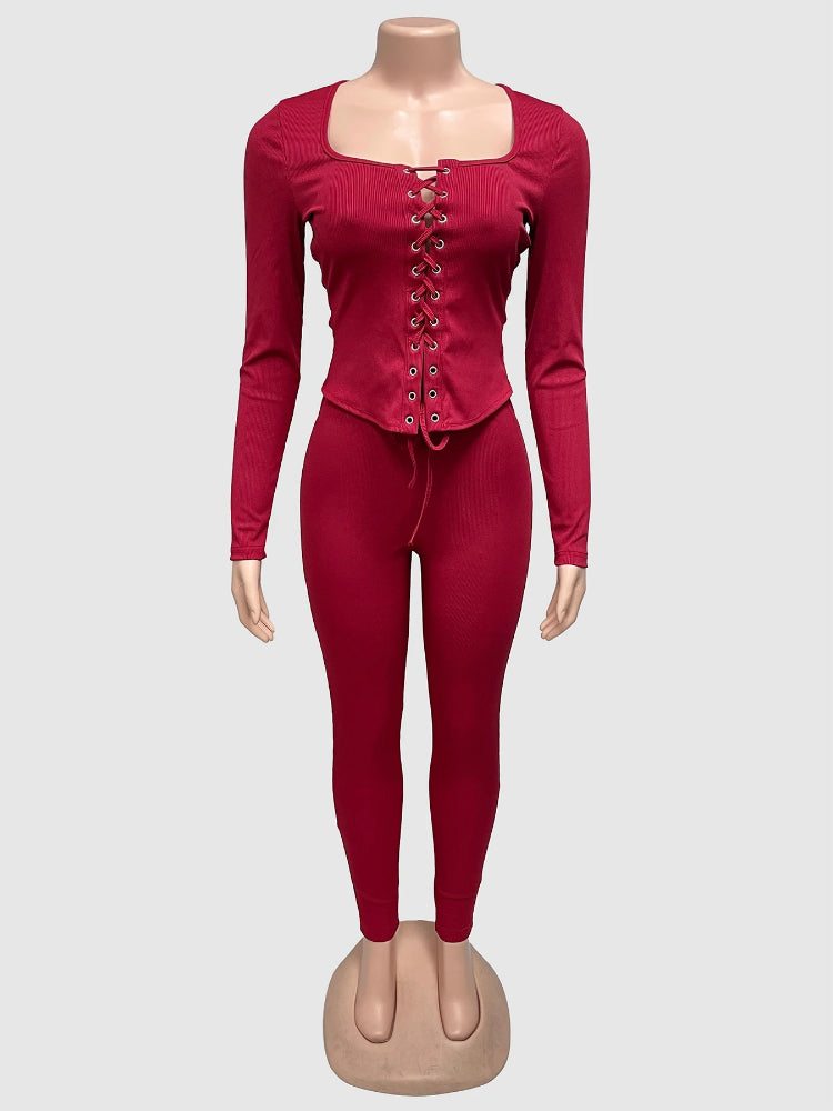 Joskaa Lace Long Sleeve Two Piece Set - two piece set image 2