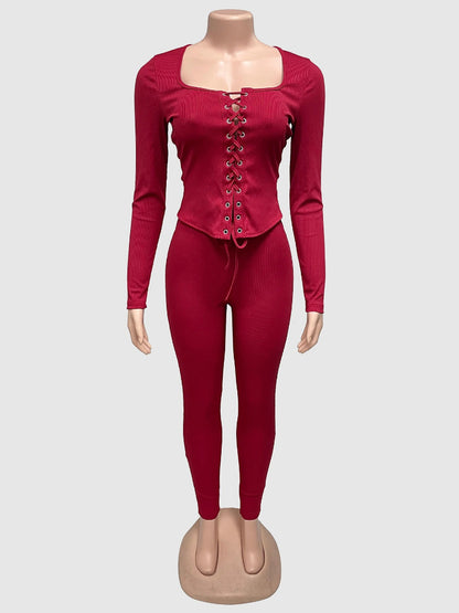 Joskaa Lace Long Sleeve Two Piece Set - two piece set image 2