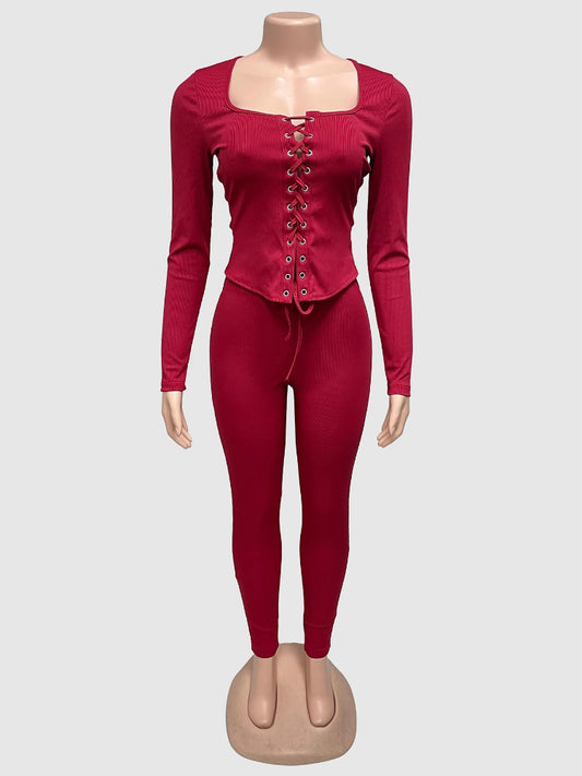 Joskaa Lace Long Sleeve Two Piece Set - two piece set image 2