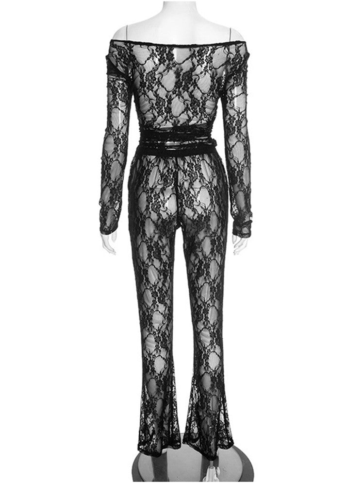 Joskaa Lace Long Sleeve Flare Two Piece Set - two piece set image 4