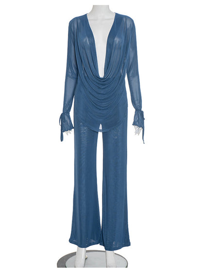 Joskaa Long Sleeve Flare Two Piece Set - two piece set image 2