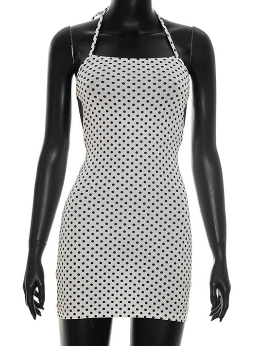 Joskaa Polka Dot Backless Halter Sleeveless Mini Dress - mini dress image 2