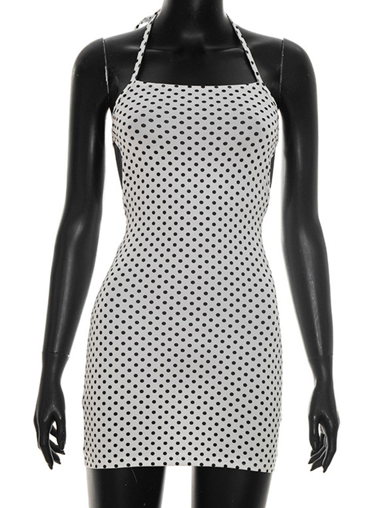 Joskaa Polka Dot Backless Halter Sleeveless Mini Dress - mini dress image 2