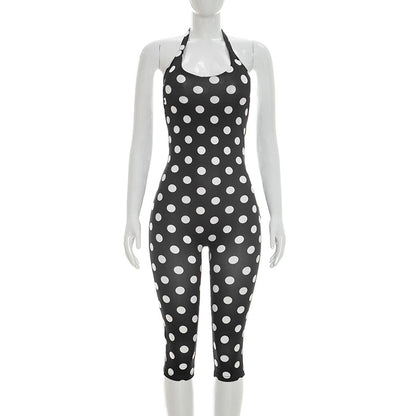 Joskaa Polka Dot Lace Backless Halter Romper - romper image 5