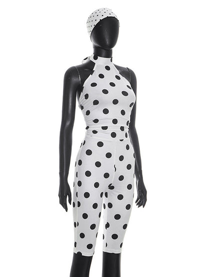 Joskaa Polka Dot Lace Ruched Backless Romper - romper image 3