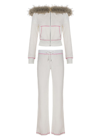 Joskaa Velvet Hooded Flare Two Piece Set - two piece set image 2