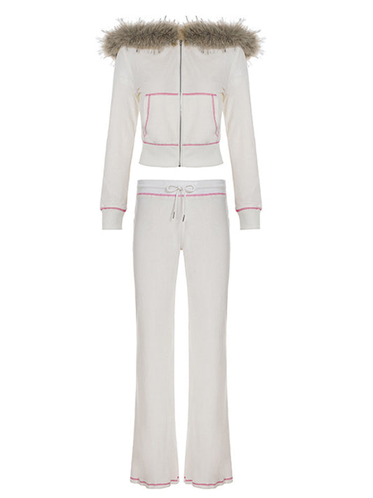 Joskaa Velvet Hooded Flare Two Piece Set - two piece set image 2