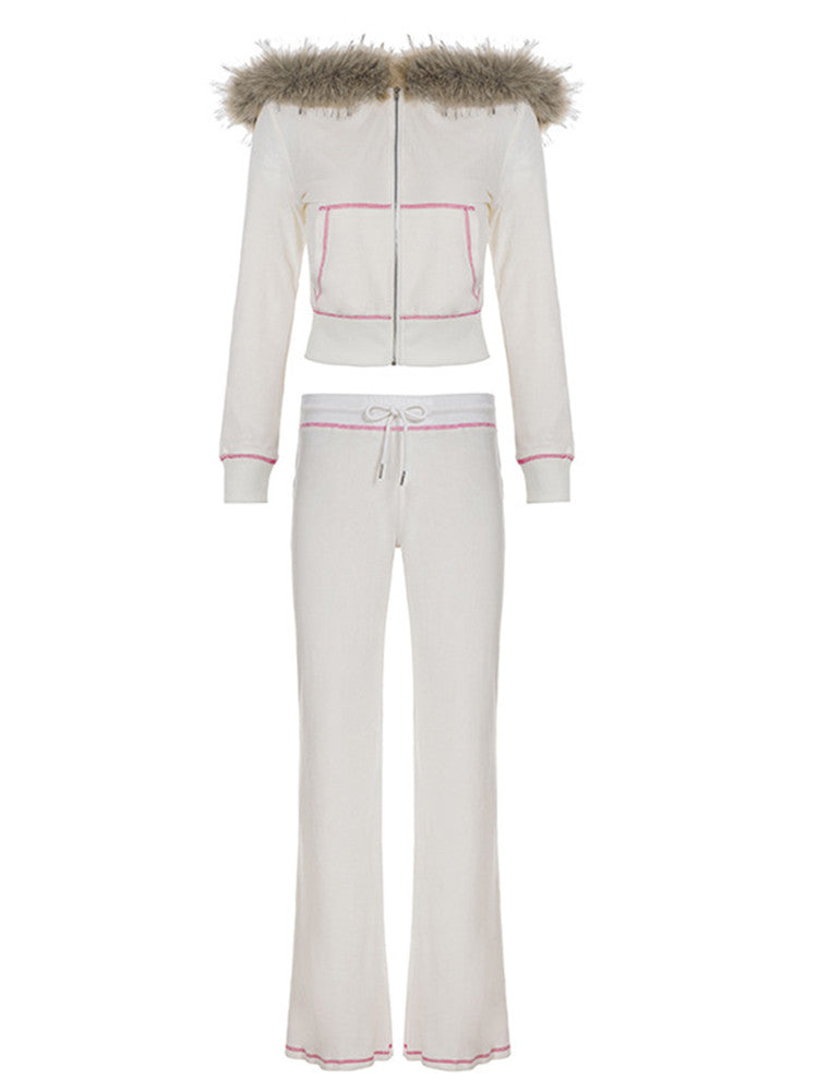 Joskaa Velvet Hooded Flare Two Piece Set - two piece set image 2