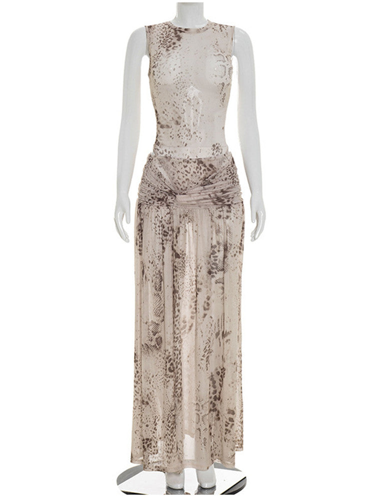 Joskaa Ruched Sleeveless Maxi Two Piece Set - two piece set image 2
