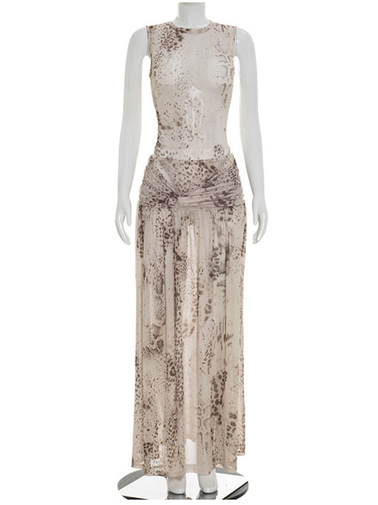 Joskaa Ruched Sleeveless Maxi Two Piece Set - two piece set image 2
