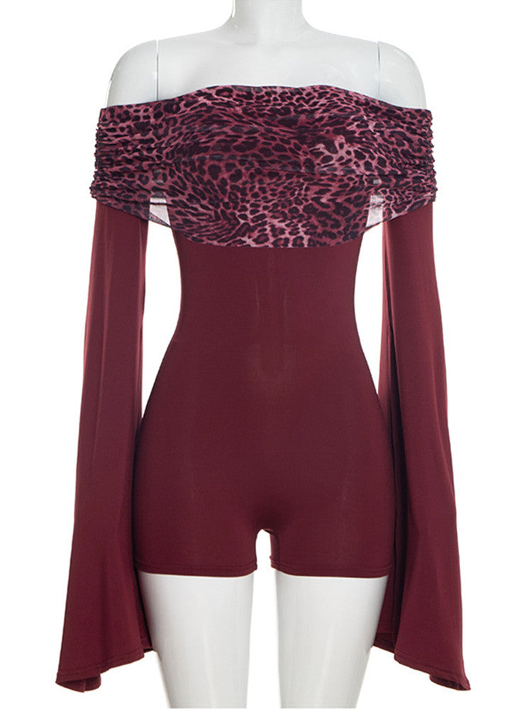Joskaa Leopard Print Strapless Long Sleeve Bodycon Romper - romper image 2