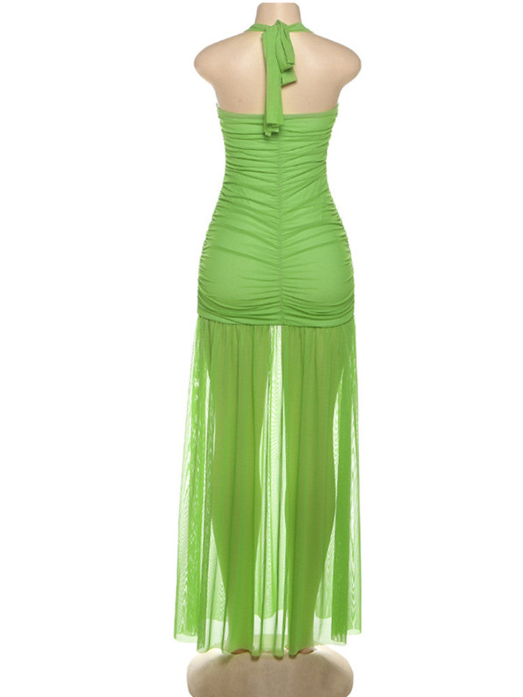 Joskaa Mesh Ruched Backless Halter Dress - dress image 4