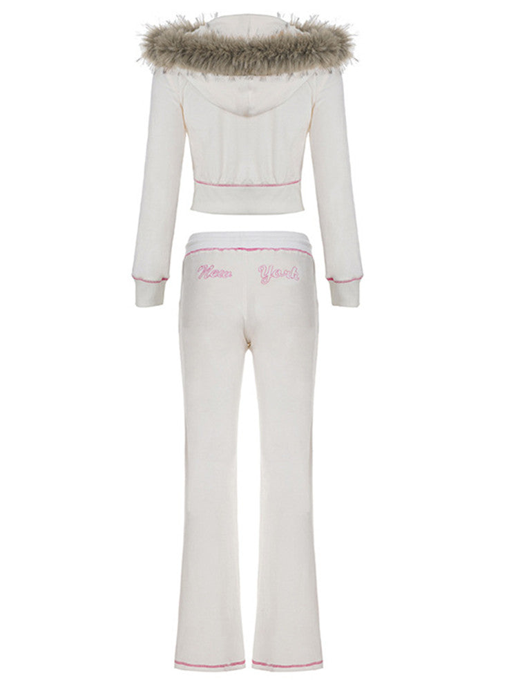 Joskaa Velvet Hooded Flare Two Piece Set - two piece set image 3