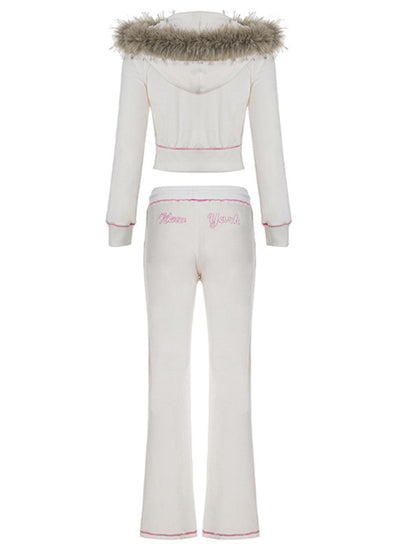 Joskaa Velvet Hooded Flare Two Piece Set - two piece set image 3