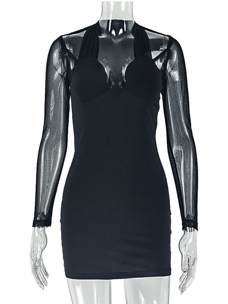 Joskaa Mesh Long Sleeve Bodycon Mini Dress - mini dress image 2