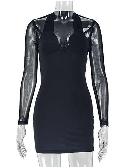 Joskaa Mesh Long Sleeve Bodycon Mini Dress - mini dress image 2