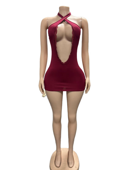 Joskaa Cutout Bodycon Mini Dress Criss Cross Deep - mini dress image 2
