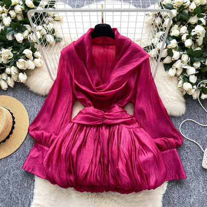 Joskaa Halter Long Sleeve High Waist Mini Dress - mini dress image 9