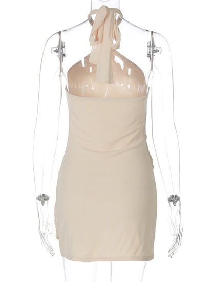 Joskaa Lace Mesh Ruched Backless Mini Dress - mini dress image 4