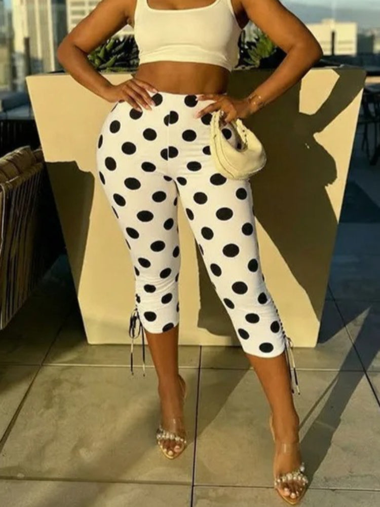Joskaa Polka Dot Crop Pants Print Cropped Trousers - pants image 2