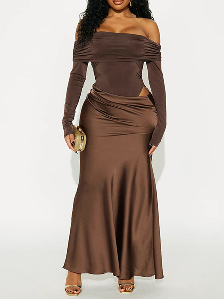 Joskaa Satin Long Sleeve Bodycon Maxi Dress - maxi dress image 1