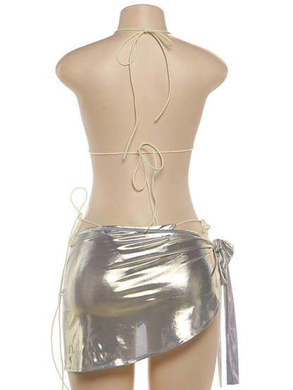 Joskaa Halter Swimwear Shiny Button Decoration - swimwear image 4