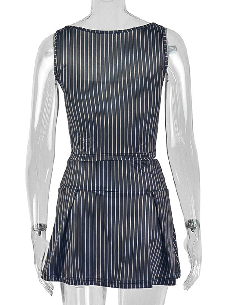 Joskaa Stripe Crop Mini Two Piece Set - two piece set image 4