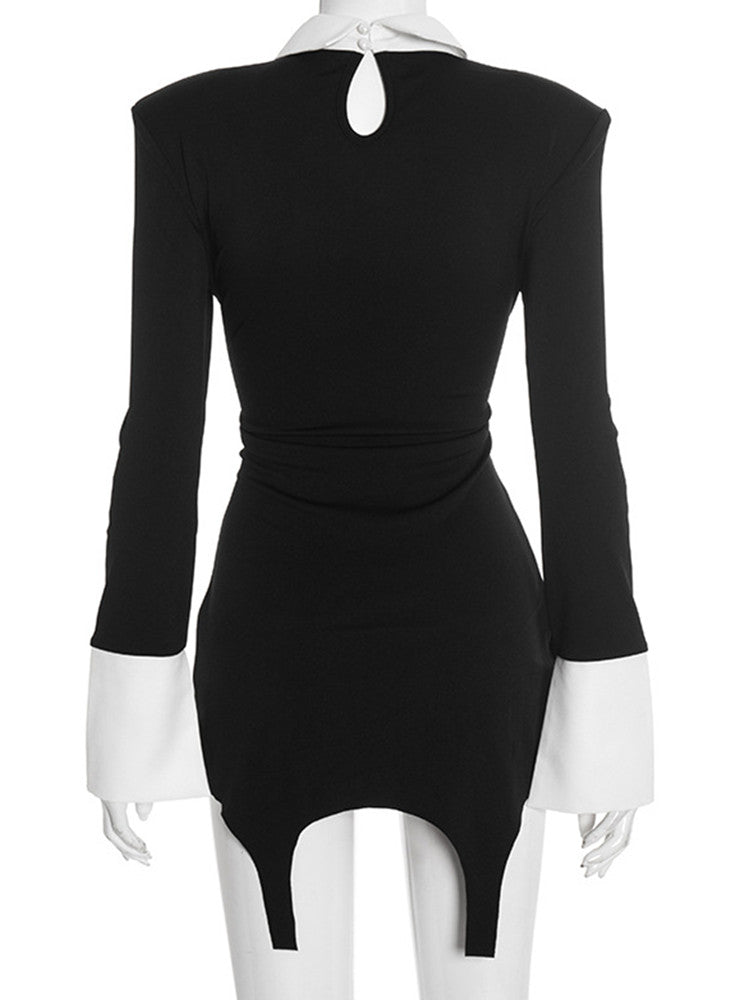 Joskaa Long Sleeve Mini Dress Chic Black Gown - mini dress image 4