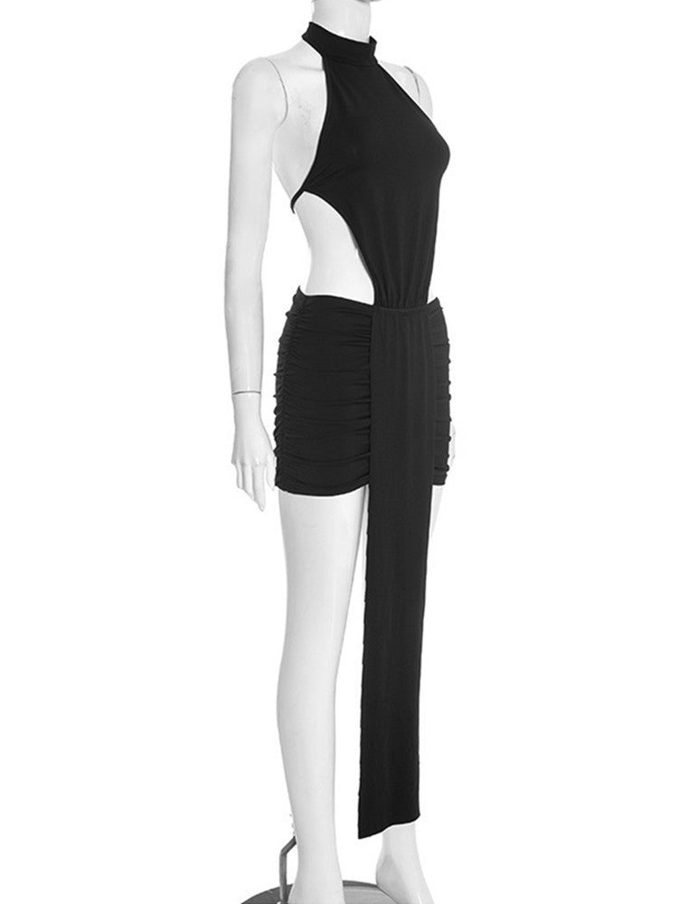 Joskaa Ruched Backless Halter Bodycon Mini Dress - mini dress image 3
