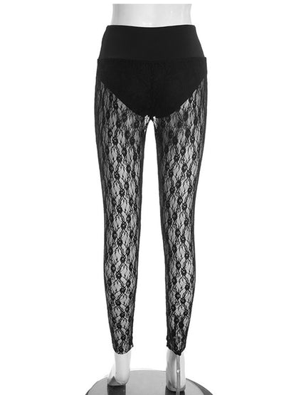 Joskaa Lace High Waist Pants Jacquard Leggings Patchwork - pants image 4