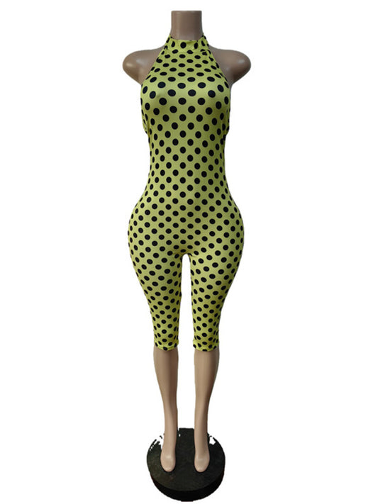 Joskaa Polka Dot Backless Halter Sleeveless Romper - romper image 2