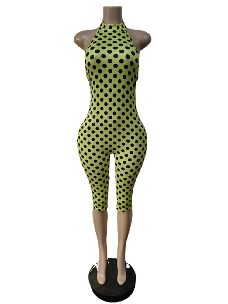 Joskaa Polka Dot Backless Halter Sleeveless Romper - romper image 2