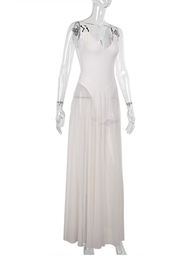 Joskaa Mesh Maxi Dress Solid Holiday See - maxi dress image 3