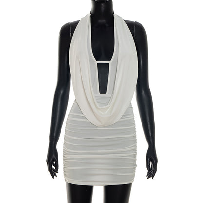 Joskaa Ruched Backless Halter Sleeveless Mini Dress - mini dress image 5