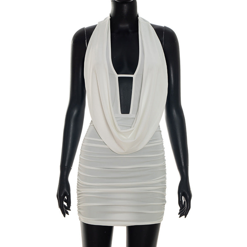 Joskaa Ruched Backless Halter Sleeveless Mini Dress - mini dress image 5