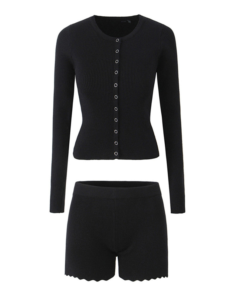Joskaa Ribbed Knit Crop Two Piece Set - two piece set image 3