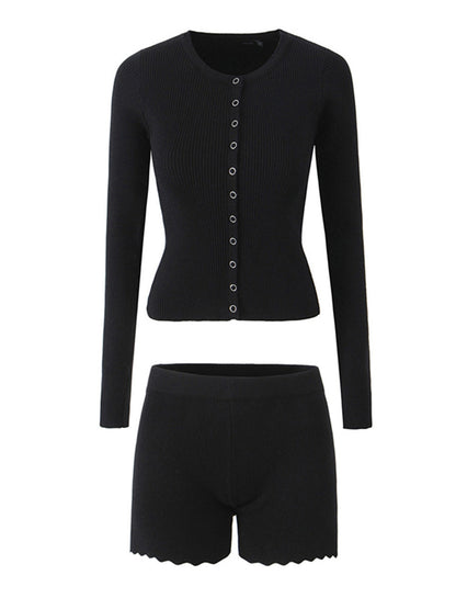 Joskaa Ribbed Knit Crop Two Piece Set - two piece set image 3