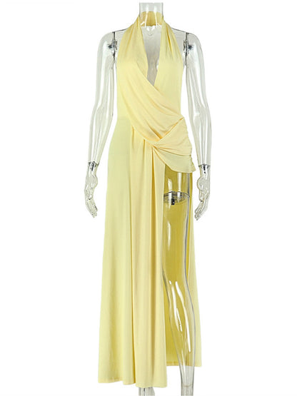 Joskaa Ruched Backless Halter Sleeveless Dress - dress image 2
