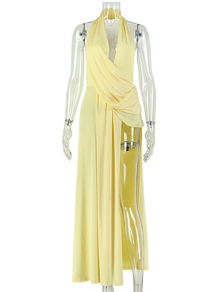 Joskaa Ruched Backless Halter Sleeveless Dress - dress image 2