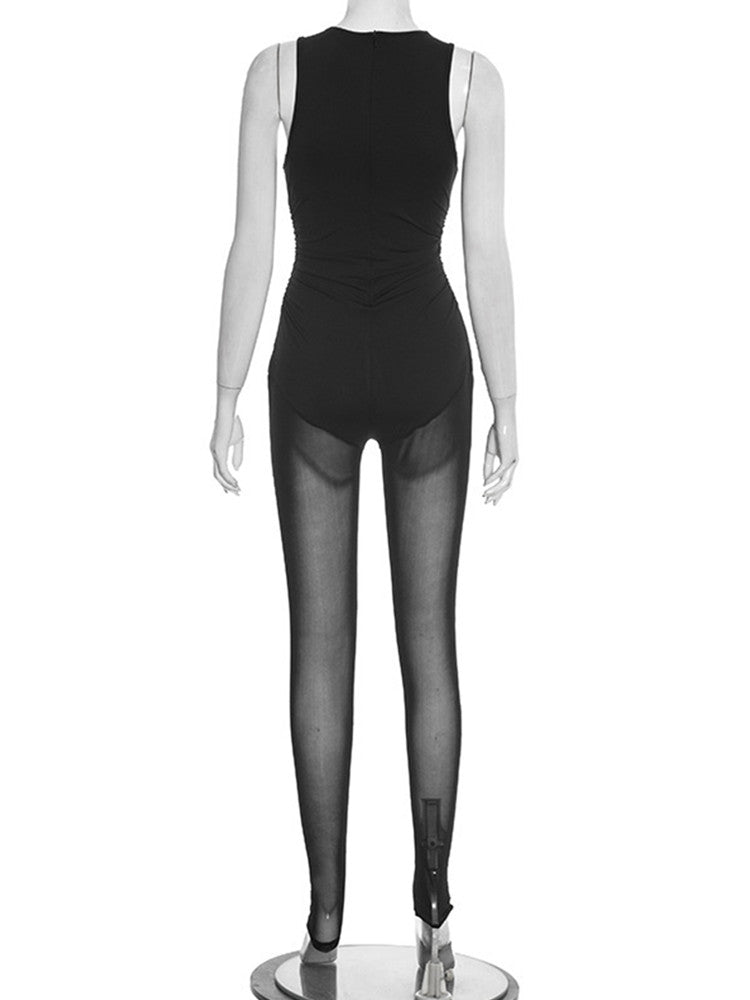 Joskaa Mesh Zip Up Sleeveless Bodycon Jumpsuit - jumpsuit image 4
