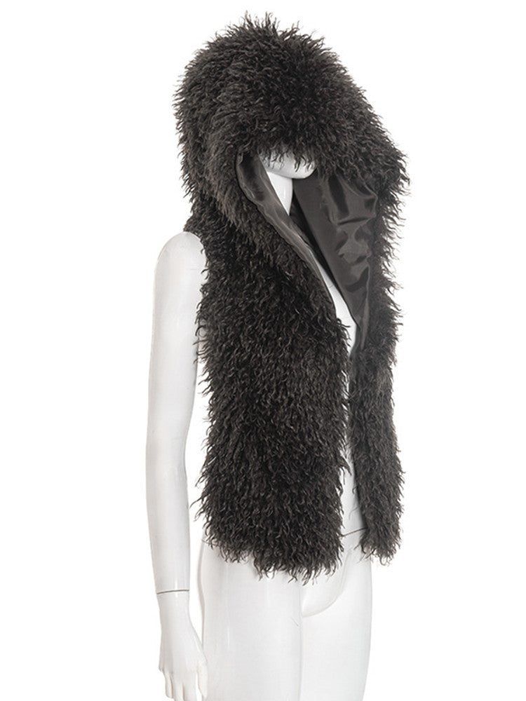 Joskaa Backless Halter Hooded Sleeveless Jacket - jacket image 3