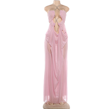 Joskaa Mesh Ruched Backless Halter Dress - dress image 8