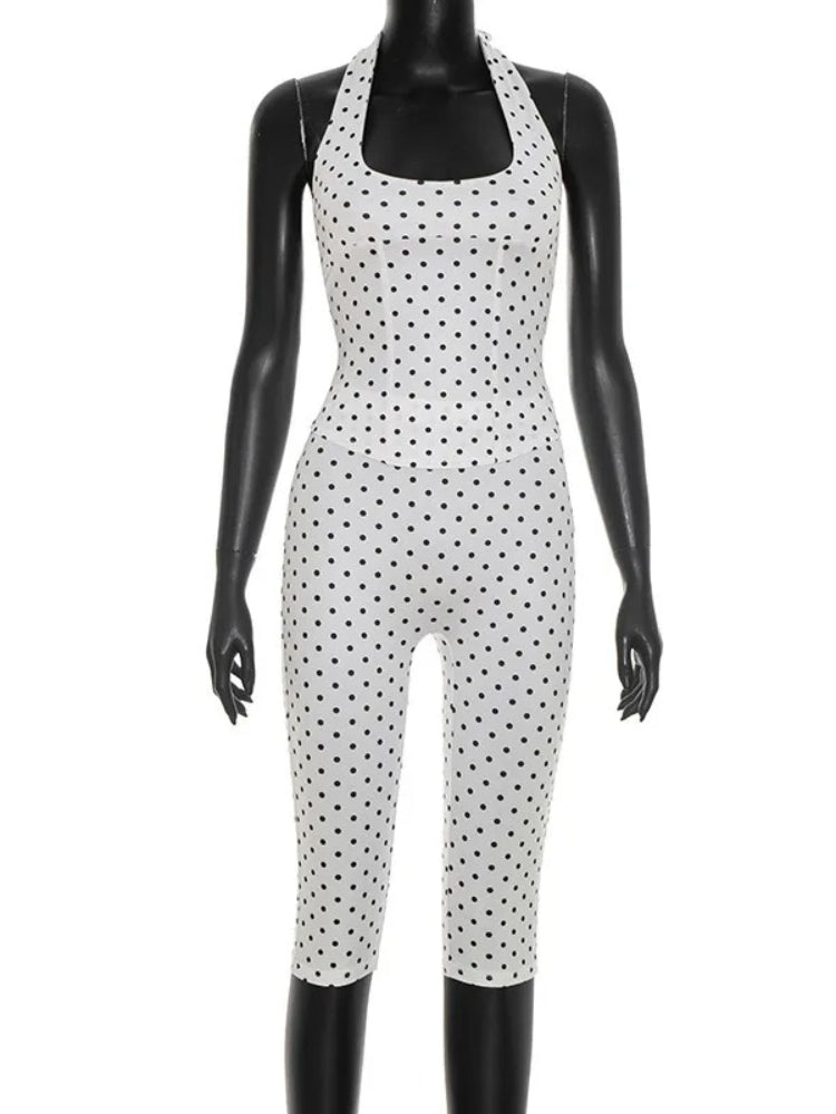 Joskaa Polka Dot Backless Halter Two Piece Set - two piece set image 2