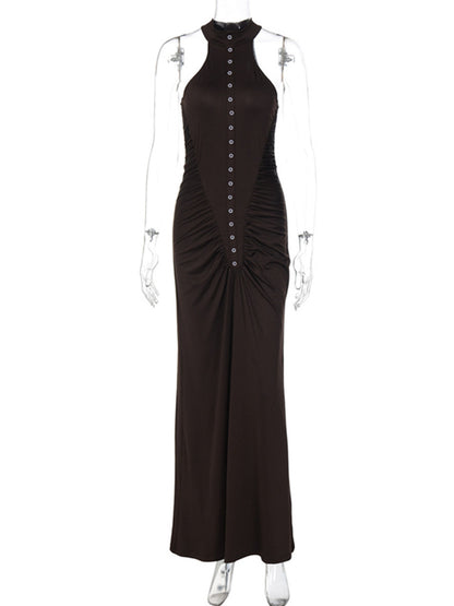 Joskaa Ruched Sleeveless Bodycon Maxi Dress - maxi dress image 2
