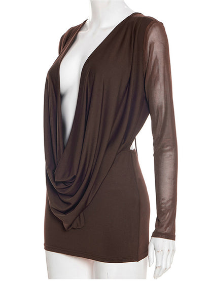 Joskaa Mesh Backless Long Sleeve Bodycon Mini Dress - mini dress image 3