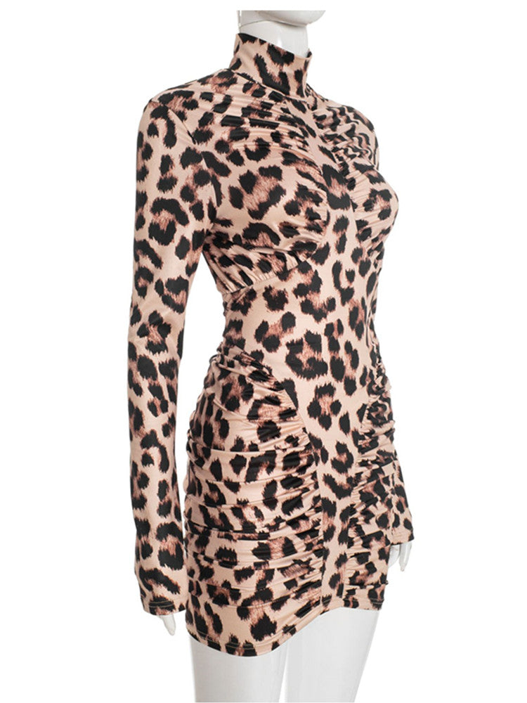 Joskaa Leopard Print Backless Long Sleeve Bodycon Mini Dress - mini dress image 3