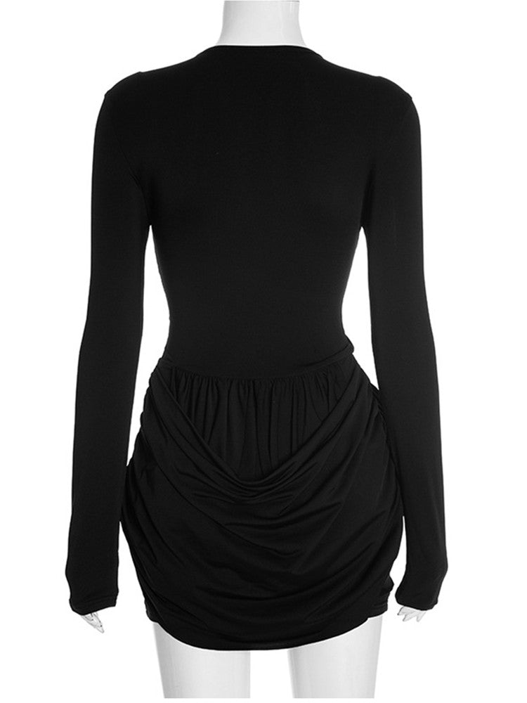 Joskaa Ruched Cutout Long Sleeve Bodycon Mini Dress - mini dress image 4