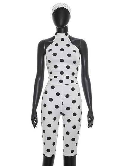 Joskaa Polka Dot Lace Ruched Backless Romper - romper image 2